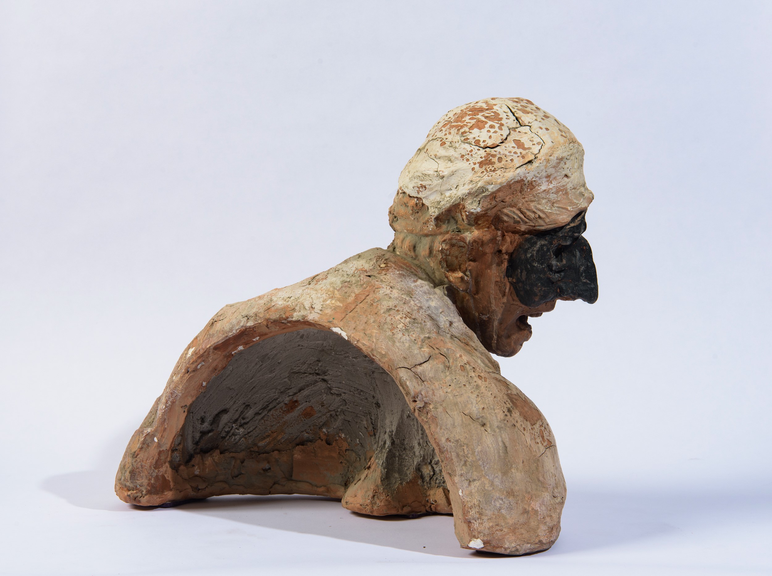 Pulcinella, terracotta policroma (Napoli, XIX-XX secolo), scultura a mezzo busto