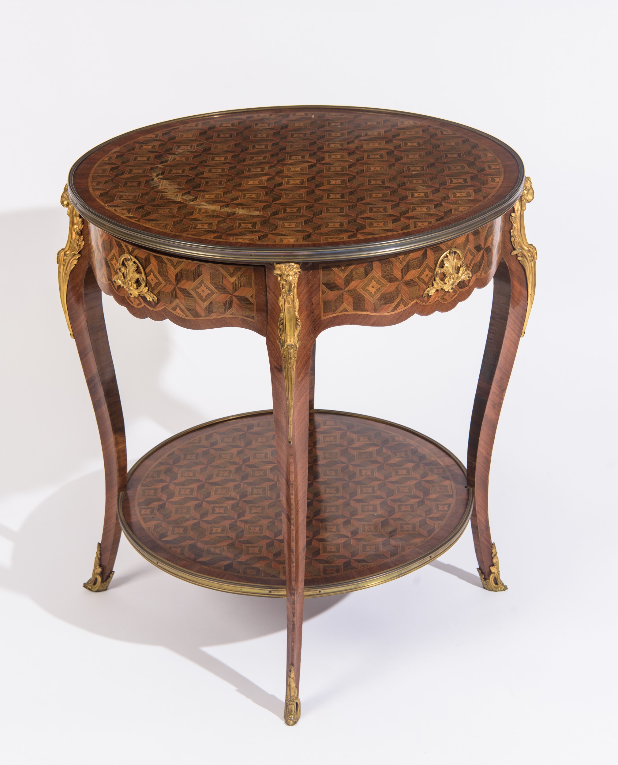 Francia, Napoleone III (fine XIX secolo), Tavolo d’appoggio circolare in legno impiallacciato, in...