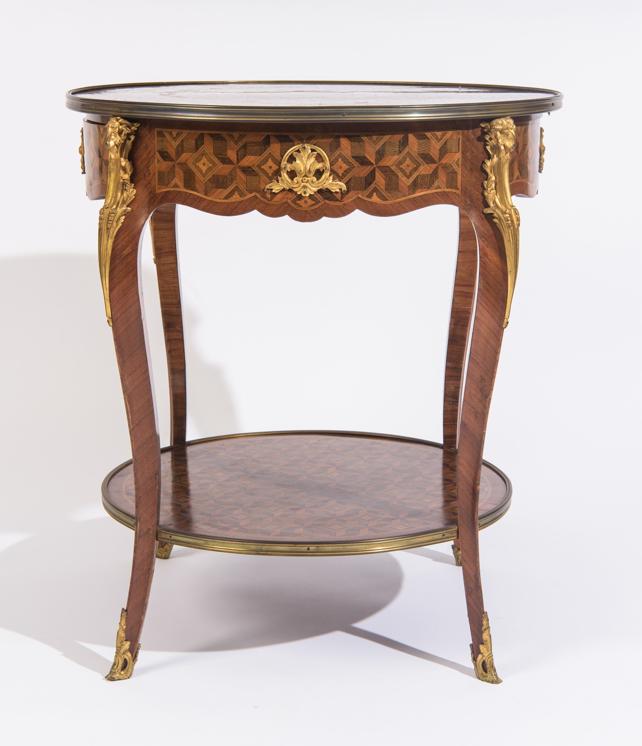 Francia, Napoleone III (fine XIX secolo), Tavolo d’appoggio circolare in legno impiallacciato, in...