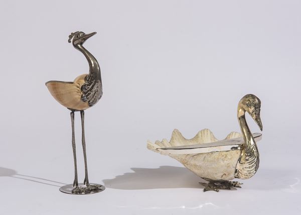 Gabriella Binazzi - Due sculture in conchiglia e metallo argentato