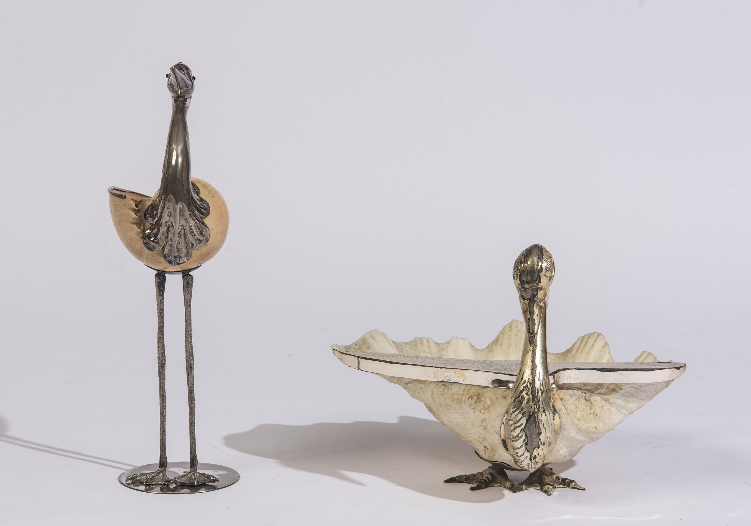 Gabriella Binazzi, Due sculture in conchiglia e metallo argentato