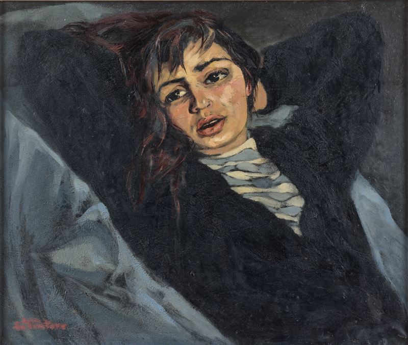Anna Salvatore - Ritratto di donna, olio su tela