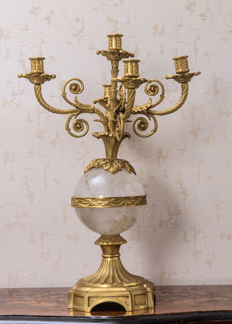 Candelabro in bronzo dorato