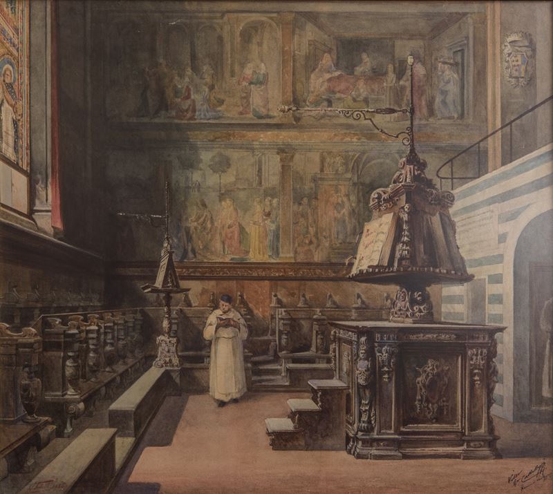 Francesco Pedulli - Coro di Santa Maria Novella, acquarello su carta