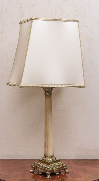 Lampada in onice e bronzo, XX secolo