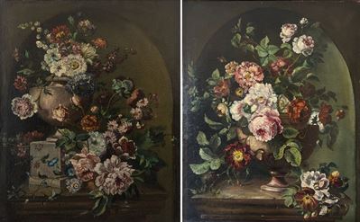 Coppia di nature morte, olio su tela