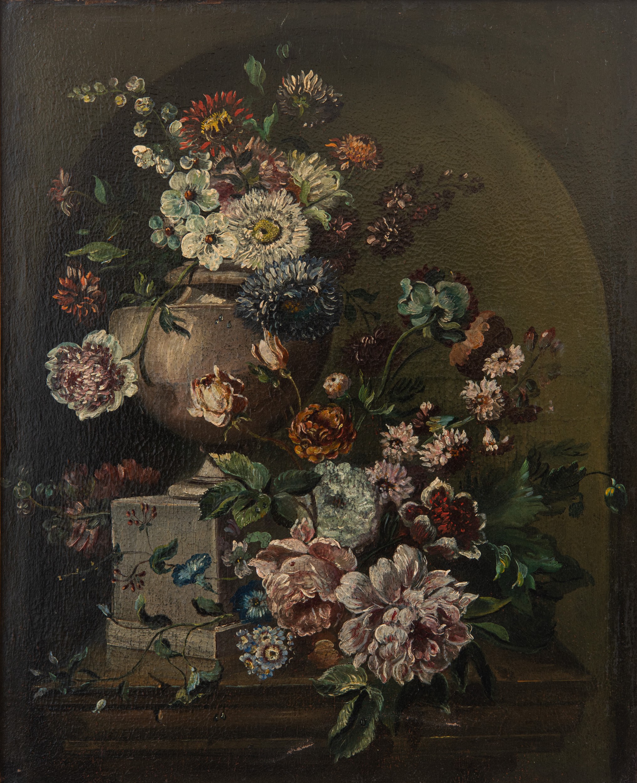 Maestro dei Fiori Guardeschi - Coppia di nature morte, olio su tela