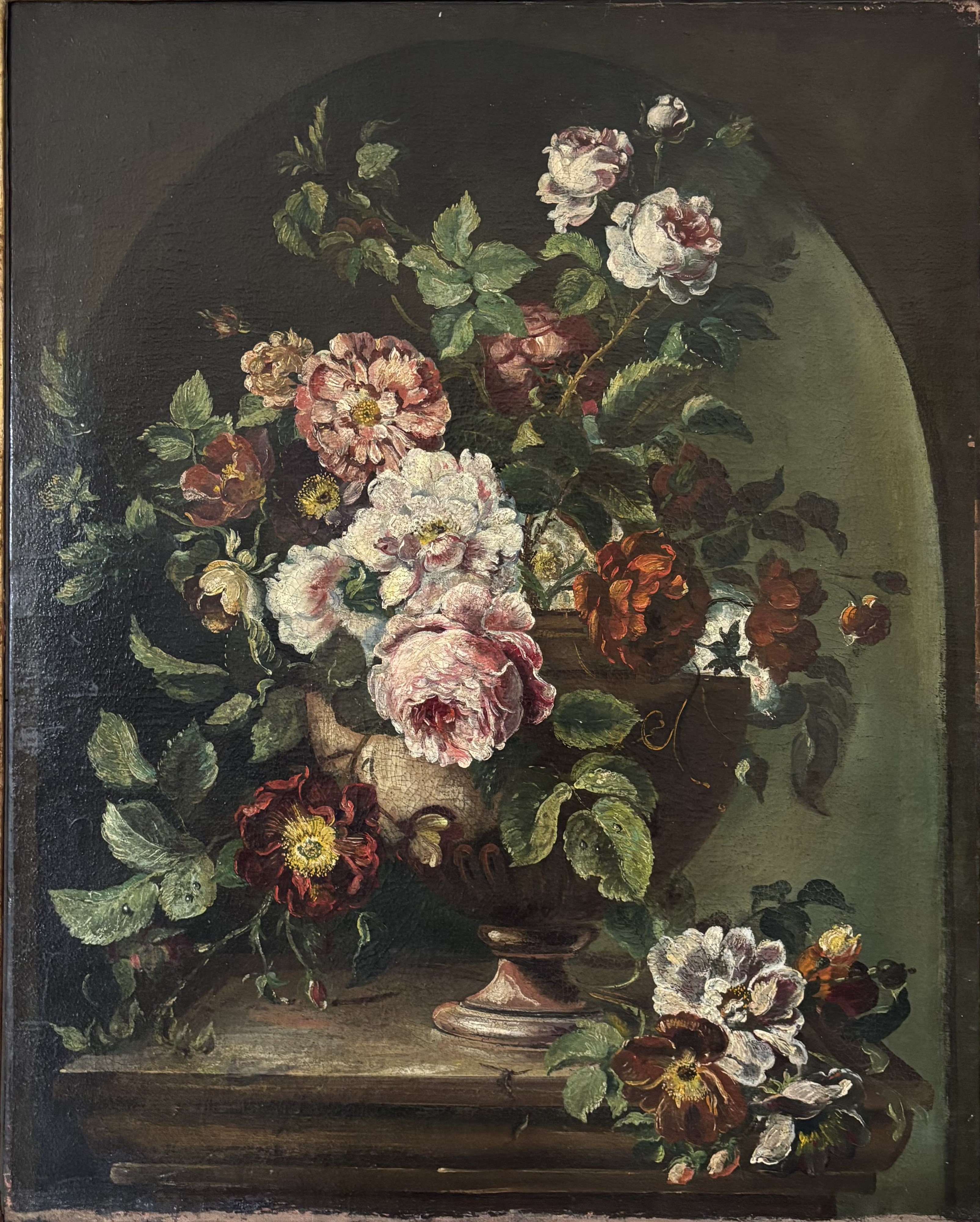 Maestro dei Fiori Guardeschi - Coppia di nature morte, olio su tela