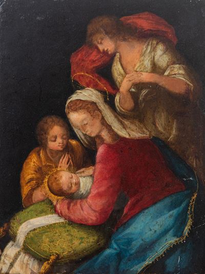 Scuola fiamminga, Natività, olio su rame