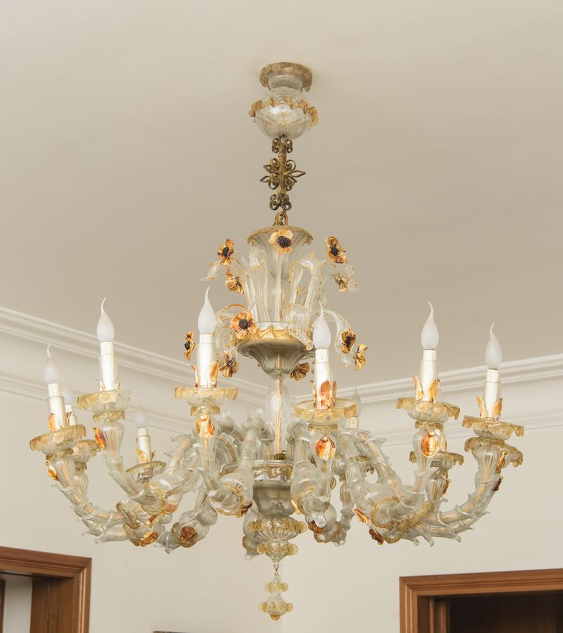 Lampadario in vetro di Murano