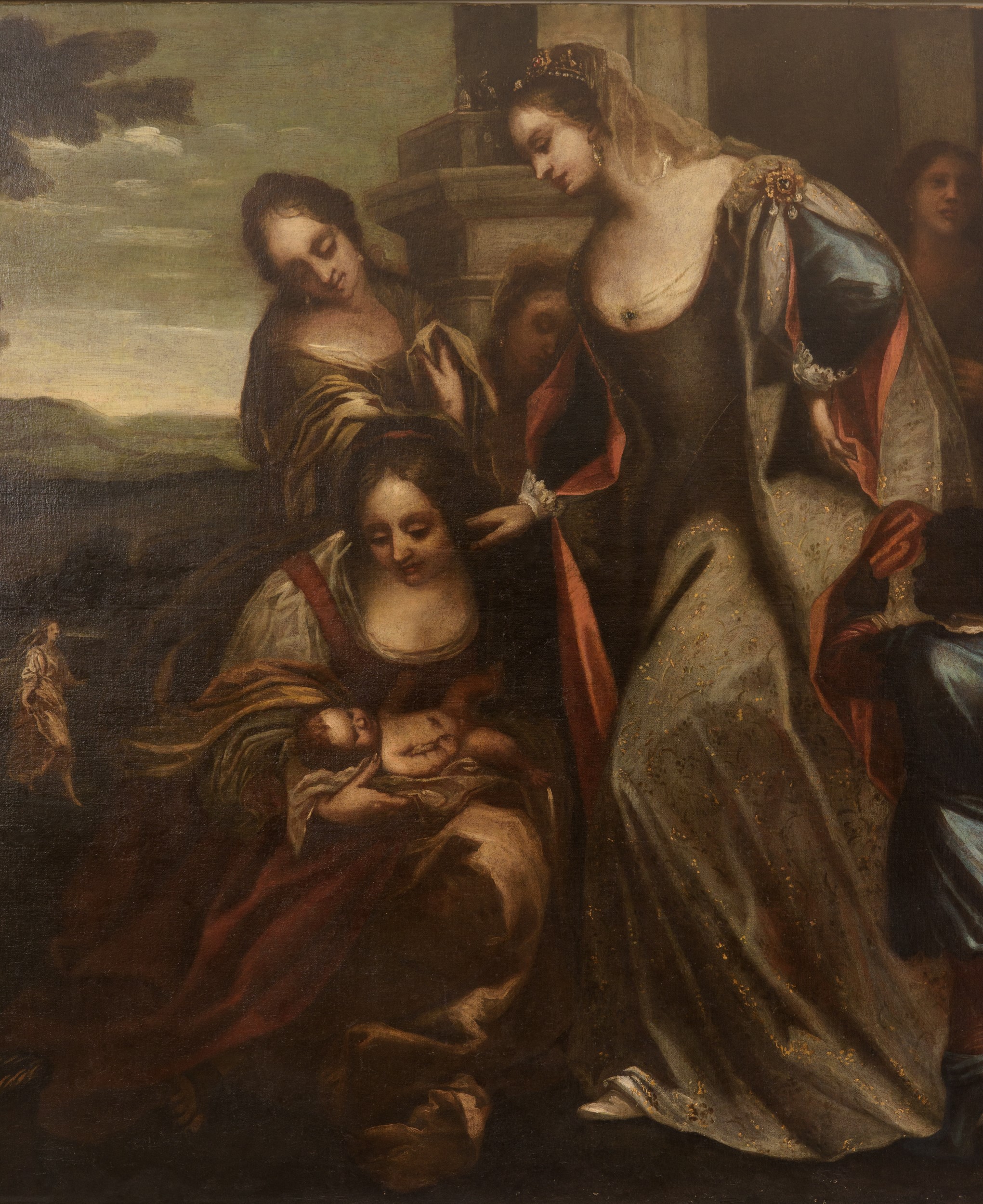 Scuola italiana, Ritrovamento di Mosè, olio su tela
