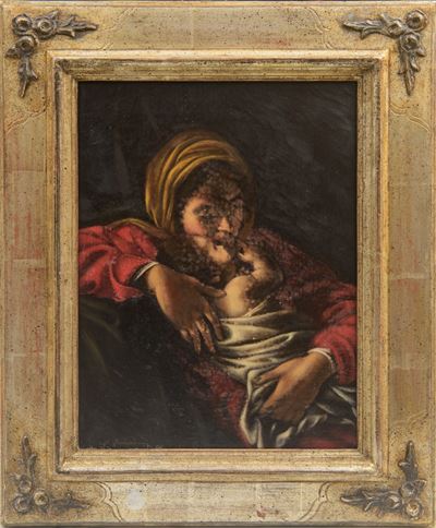Madonna con bambino, olio su tela