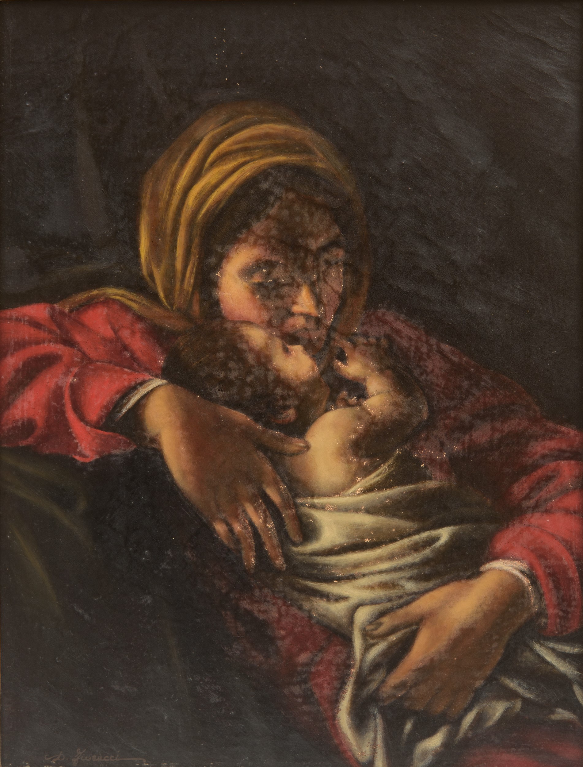 Massimo Stanzione - Madonna con bambino, olio su tela