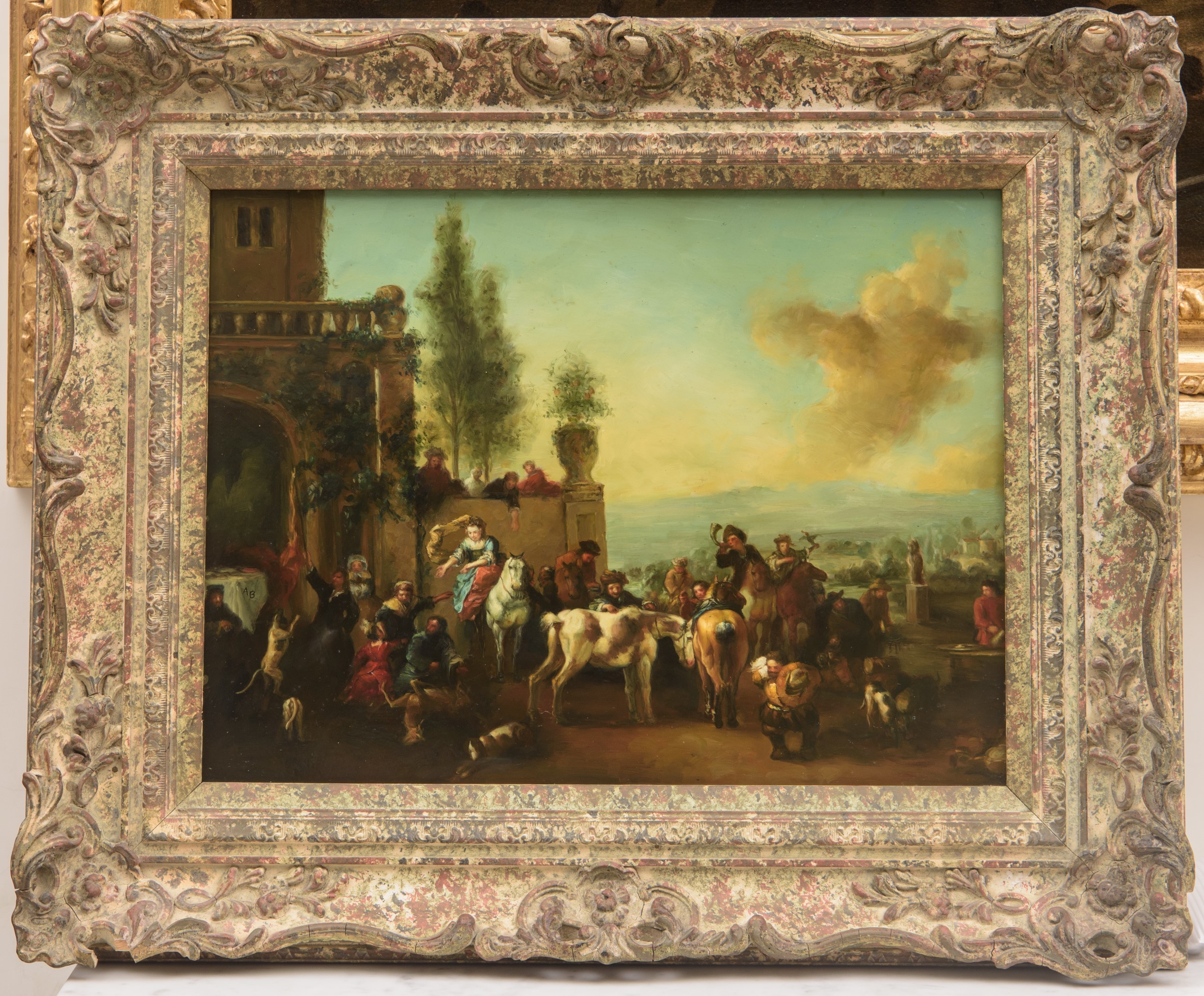 Cornelis De Wael - Quadro fiammingo, olio su ceramica