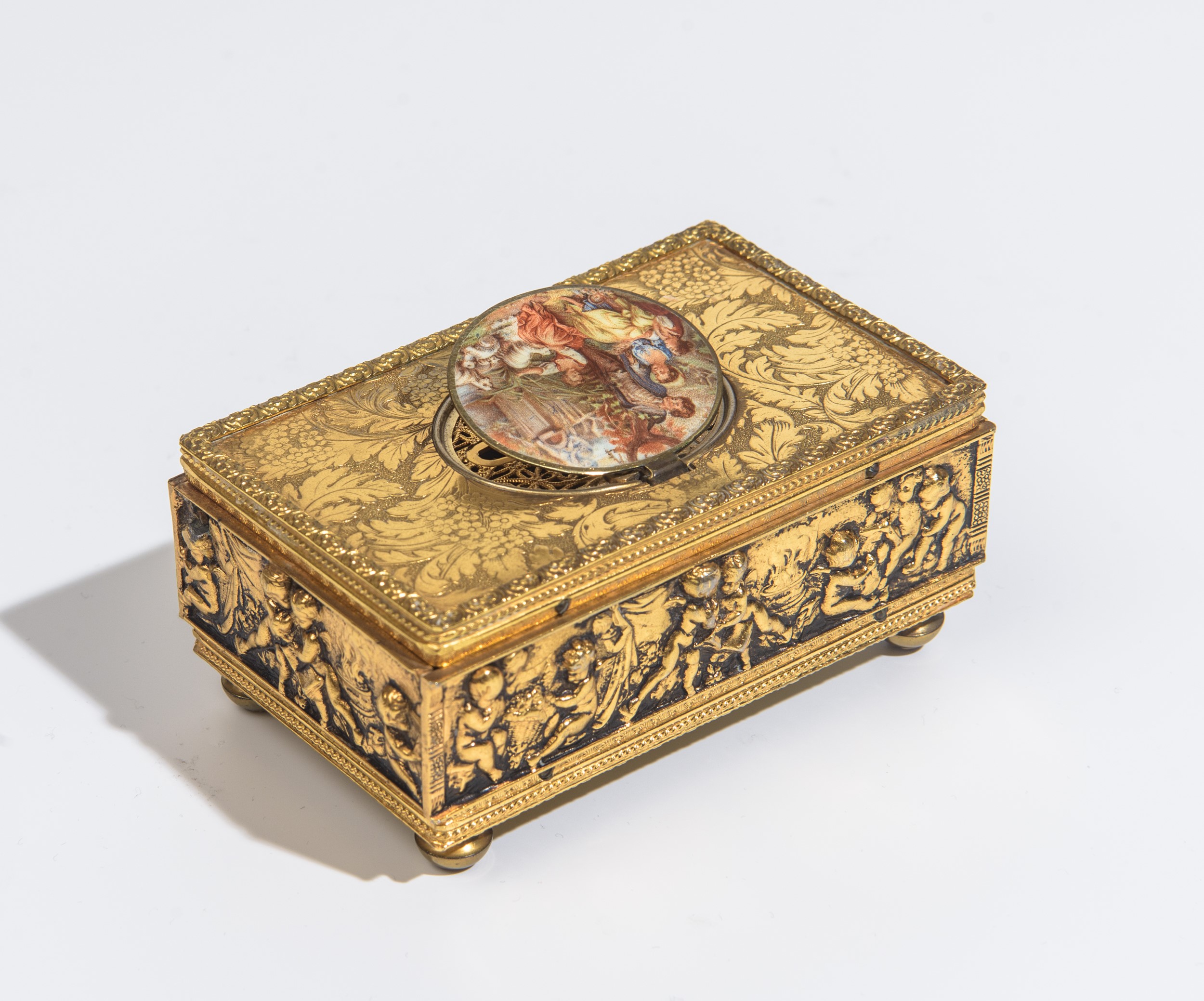 Cofanetto automa musicale, bronzo dorato, Francia, Napoleone III, fine XIX secolo