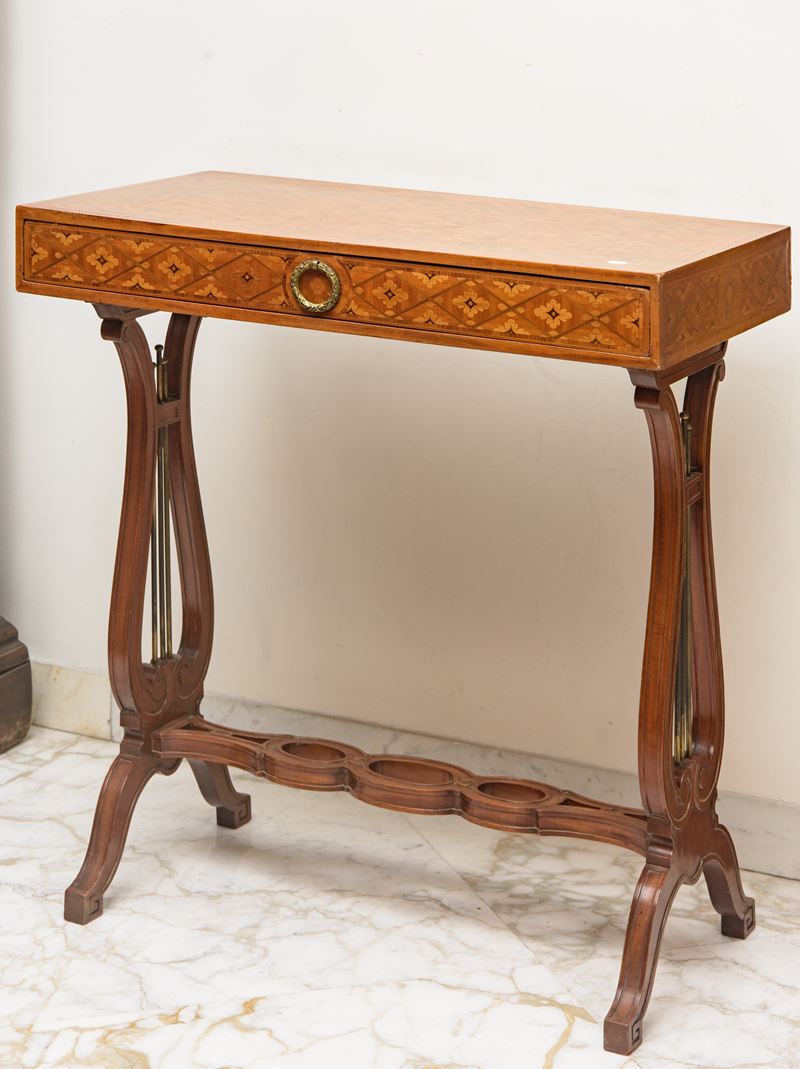 Tavolino da parete in stile neoclassico, legno massello, Italia, fine XIX secolo