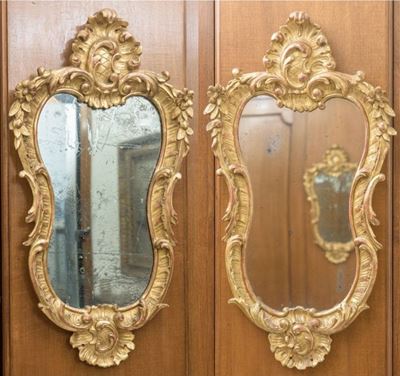 Coppia di specchiere, legno intagliato e dorato, Francia, Napoleone III, seconda metà XIX secolo