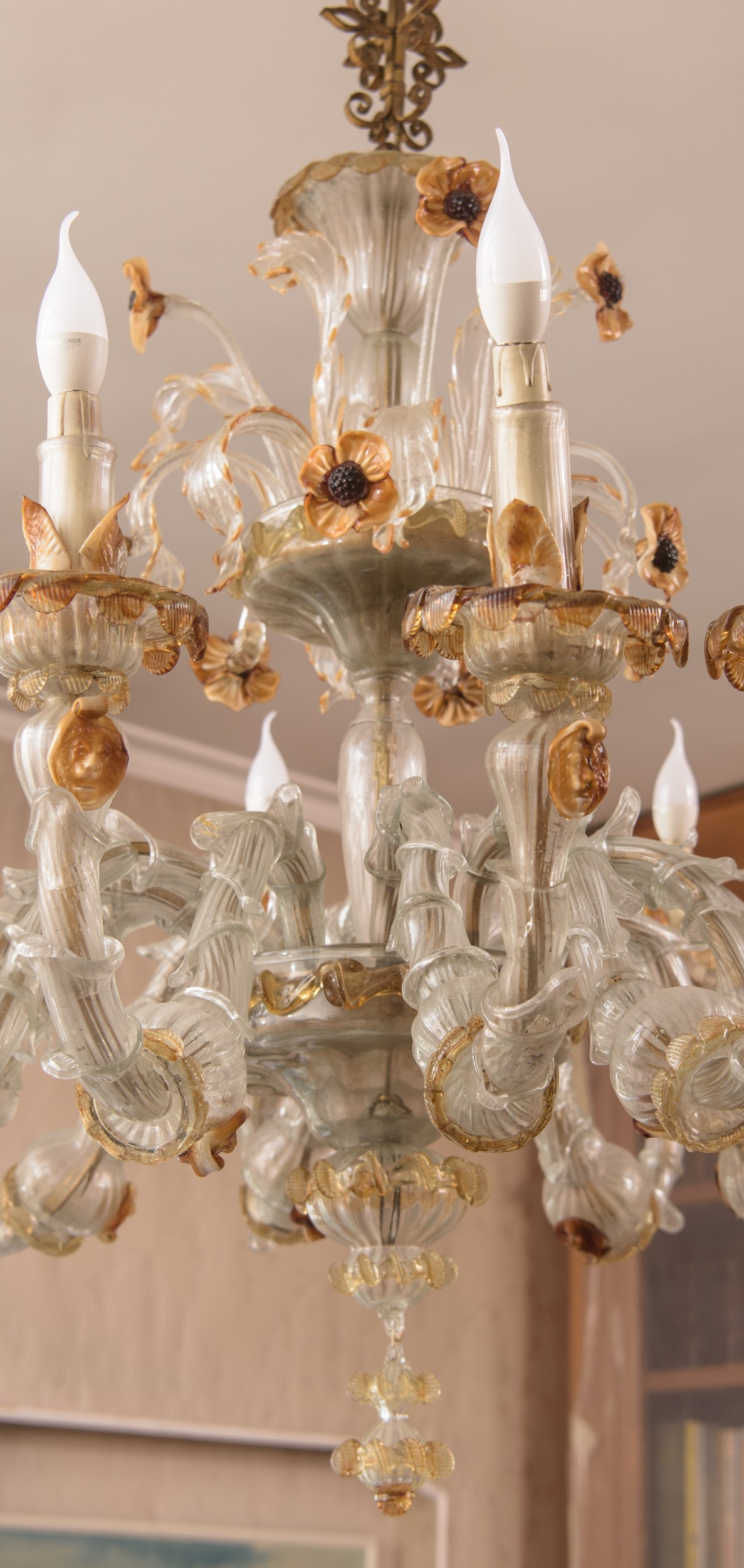 Importante lampadario in vetro di Murano