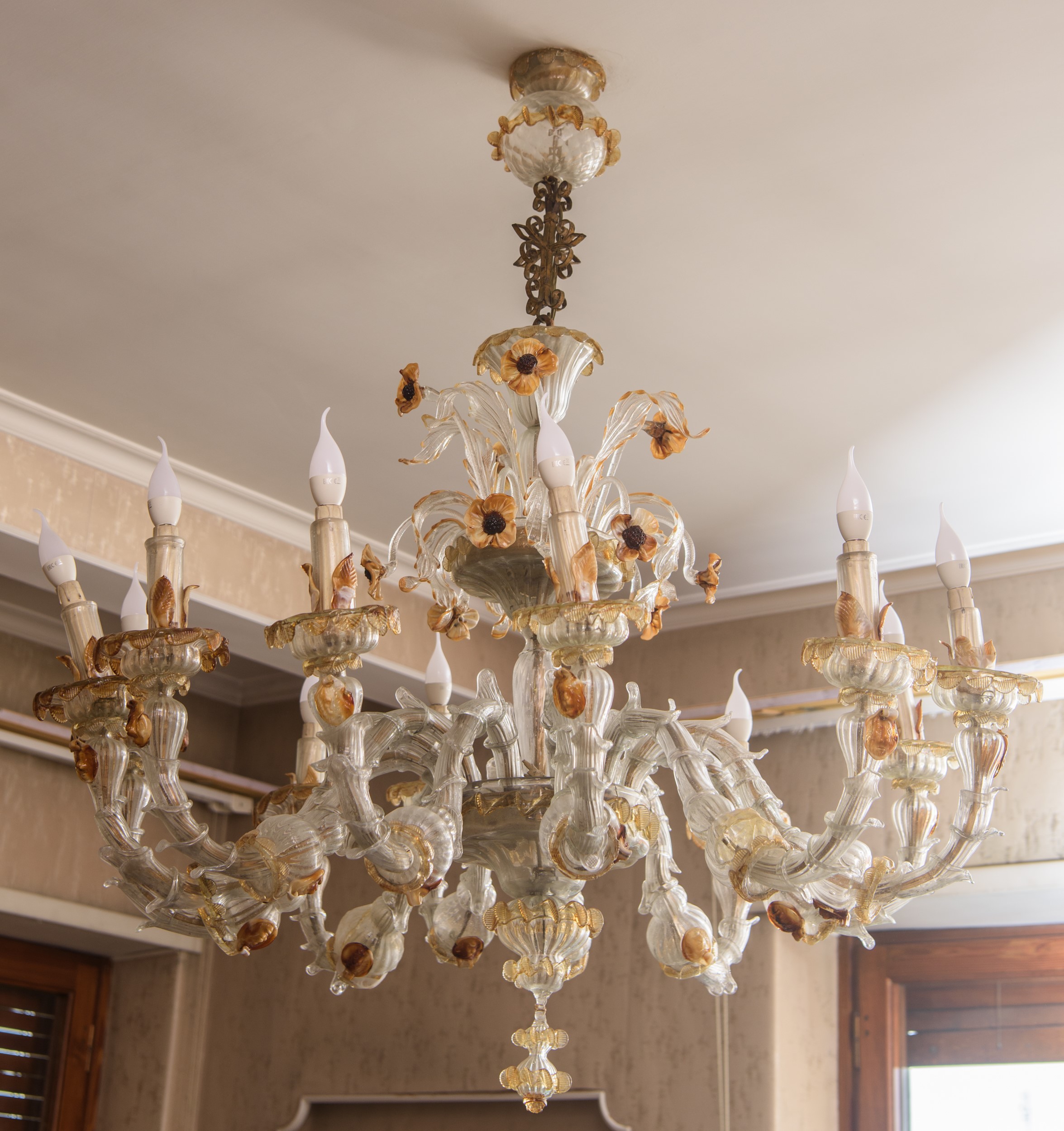 Importante lampadario in vetro di Murano