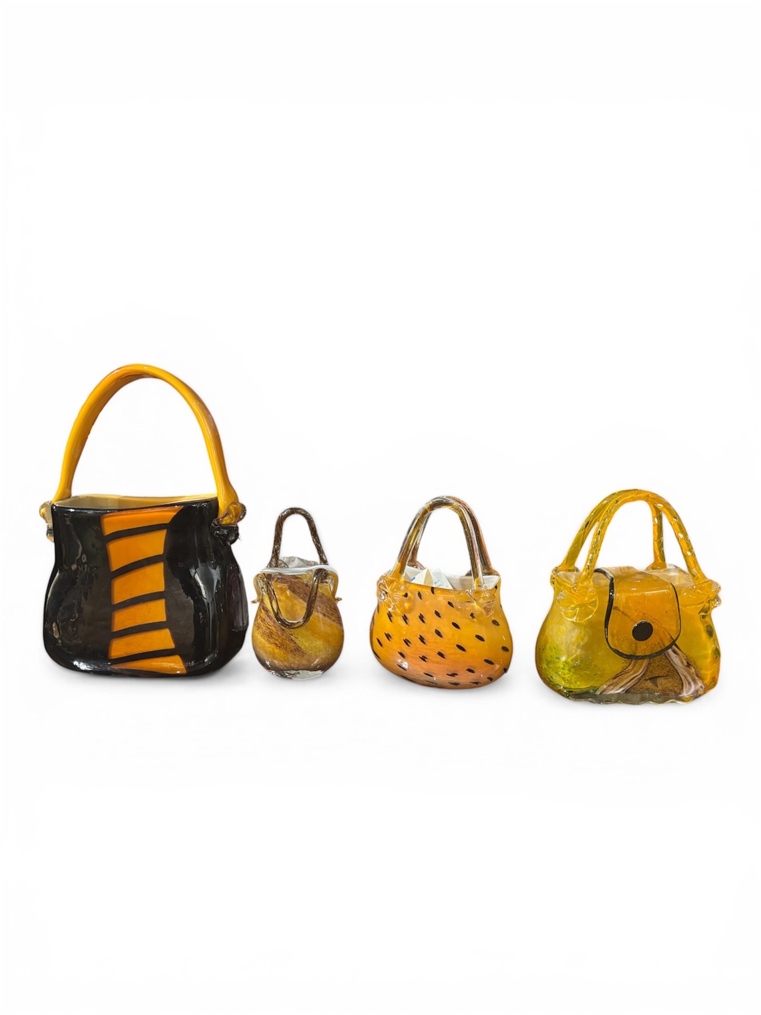 Sculture in vetro di Murano, Collezione di 4 opere a forma di borsa