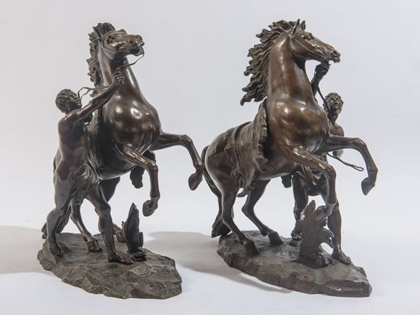 Coppia di sculture di Cavalli di Marly
