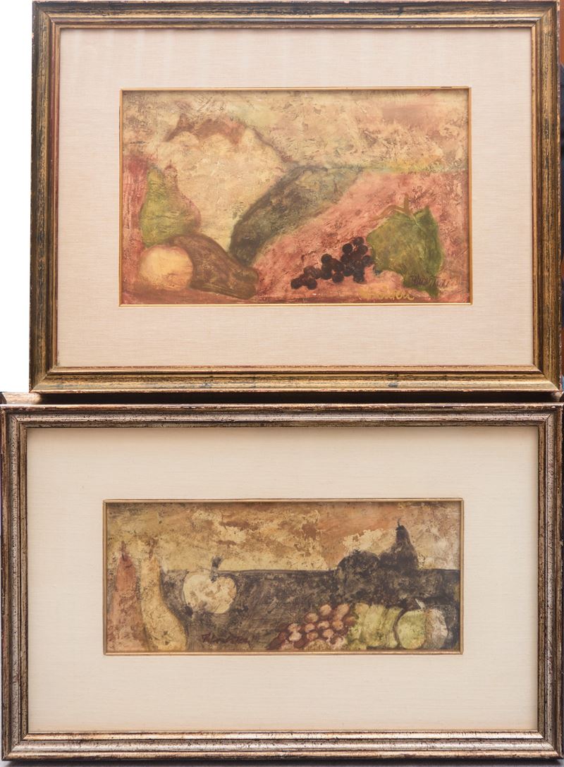 Coppia di nature morte, olio su tela