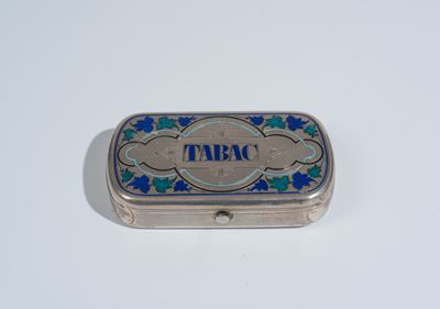 Scatolina in metallo argentato e smalti, Russia, XIX - XX secolo