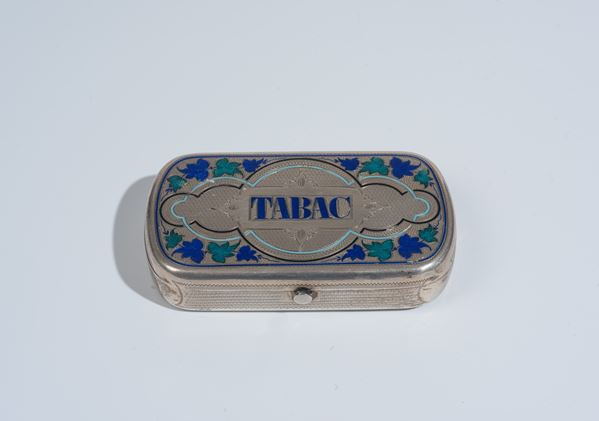 Scatolina in metallo argentato e smalti