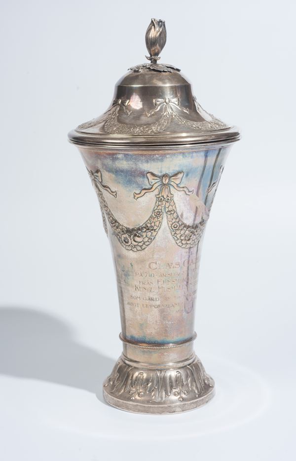 Vaso con coperchio in arg. 800