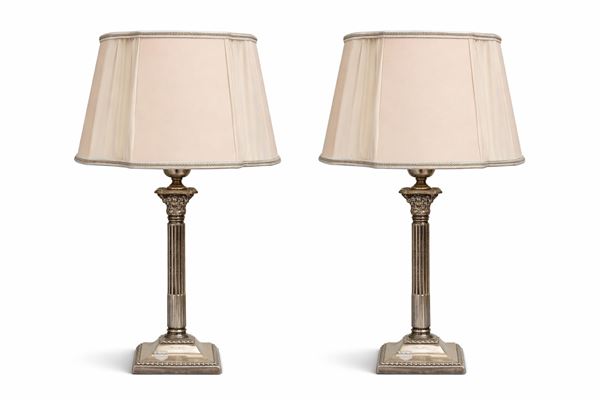 Coppa di lampade in metallo argentato