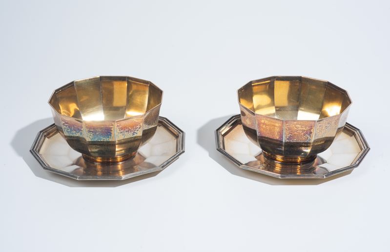 Bulgari - Coppia di ciotole con piattino in argento 925