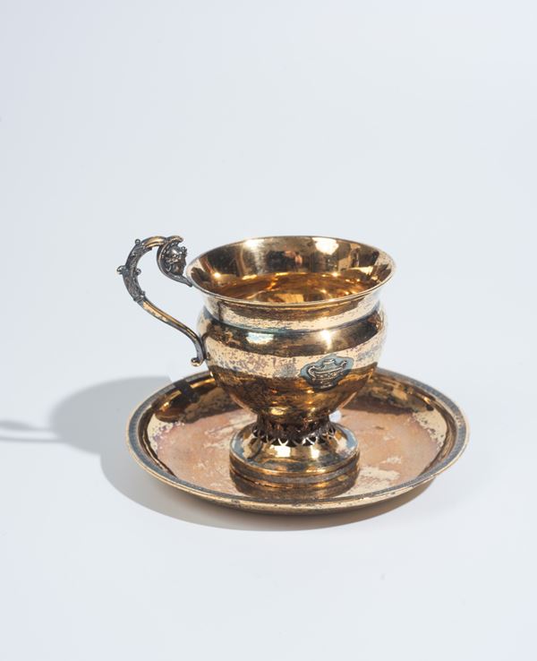 Piatto con tazzina in argento