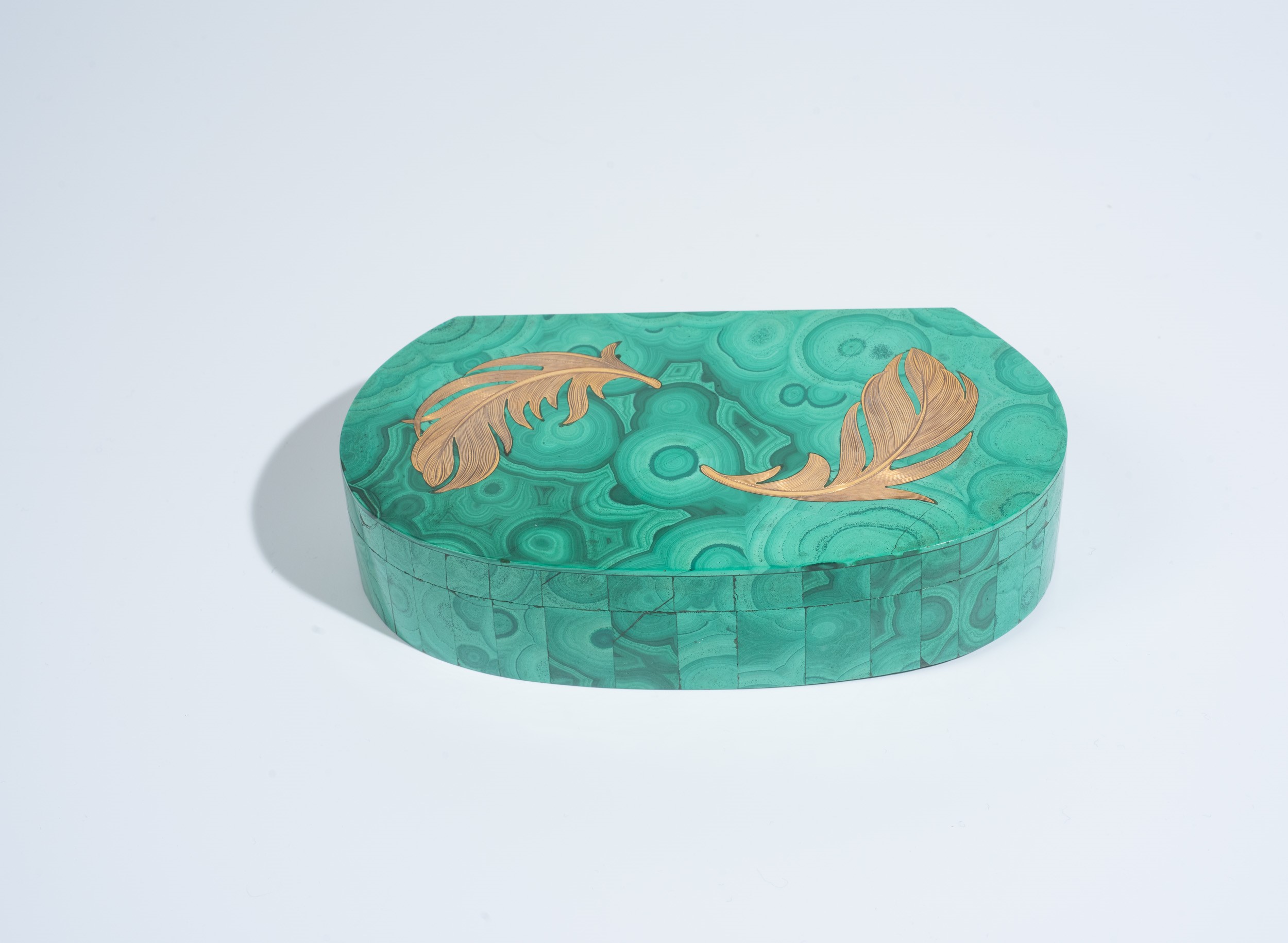 Tre scatole e un vasetto in argento e malachite