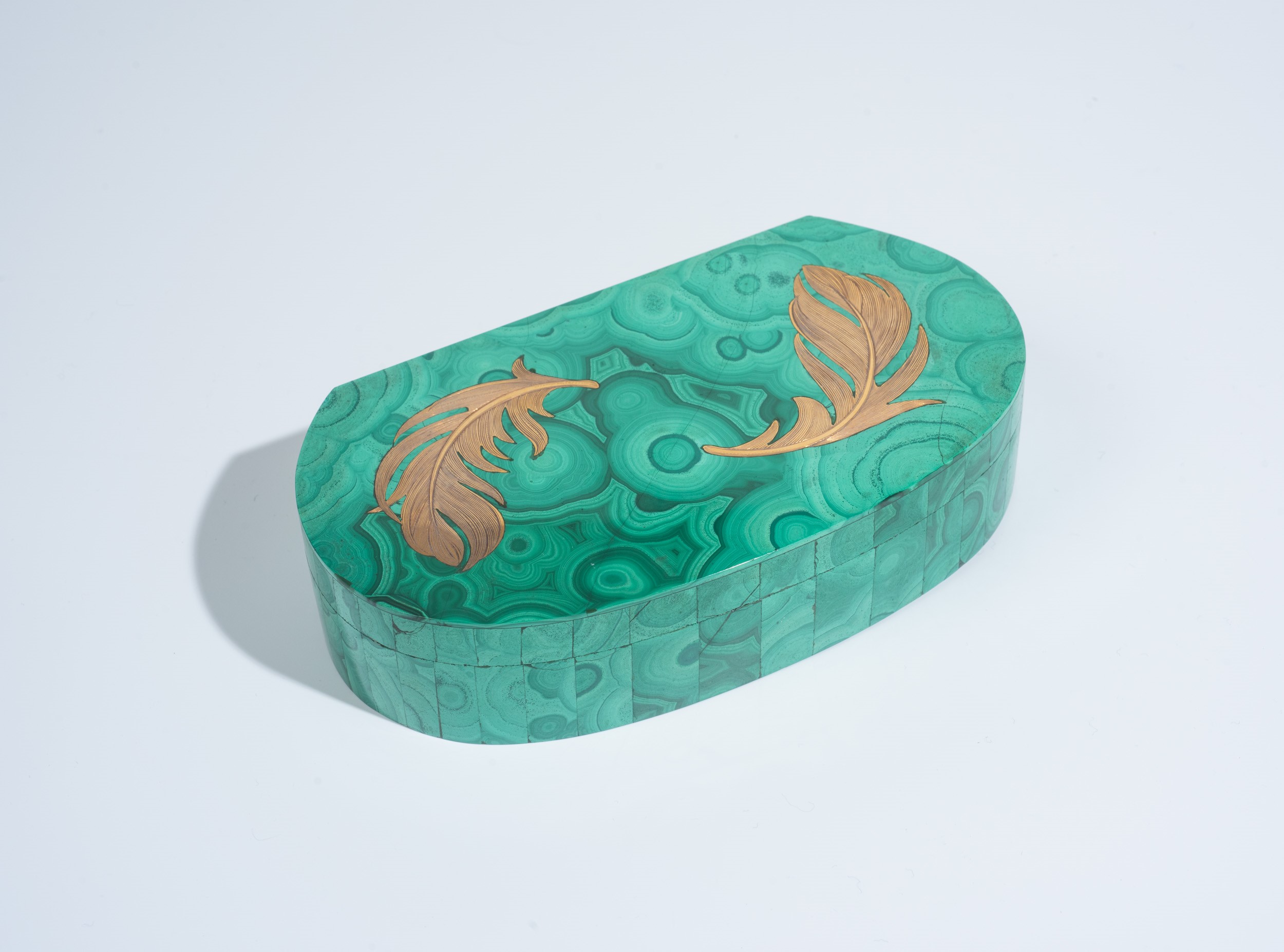 Tre scatole e un vasetto in argento e malachite