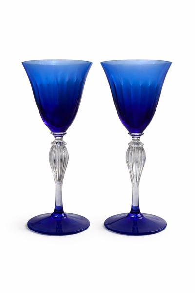 Nason Moretti, Set di 10 bicchieri in vetro blu