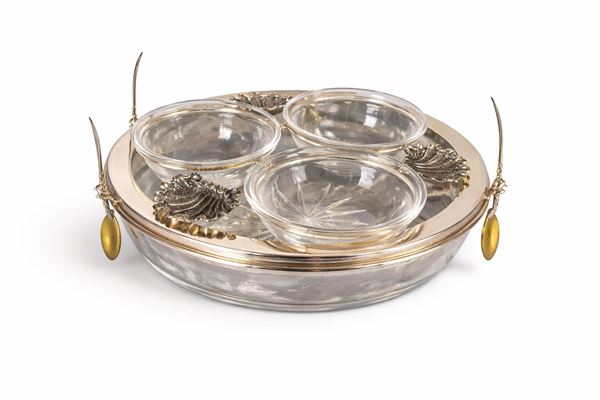 Belfiore - Portacaviale con scatola in metallo argentato e vetro