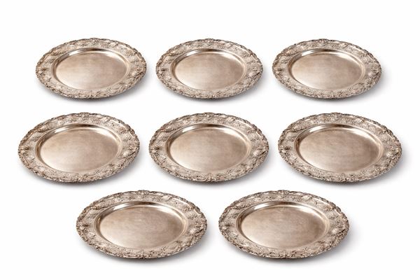 8 piatti da dessert in argento