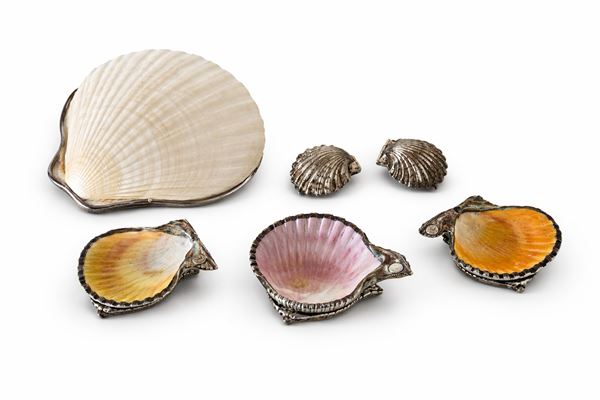 Lotto di conchiglie in argento
