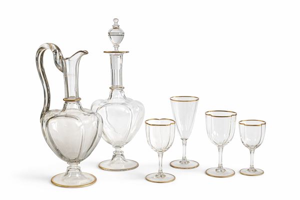 Lotto di vetri con profili dorati composto da 15 pezzi