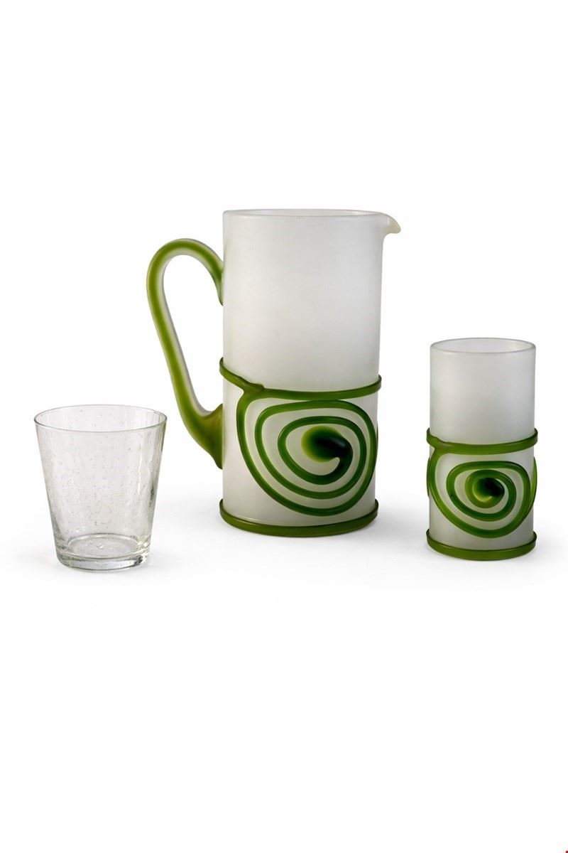 Miscellanea di vetri, XX secolo, composta da caraffa e dieci tumbler