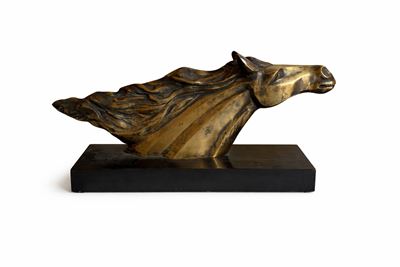 Testa di cavallo, scultura in bronzo