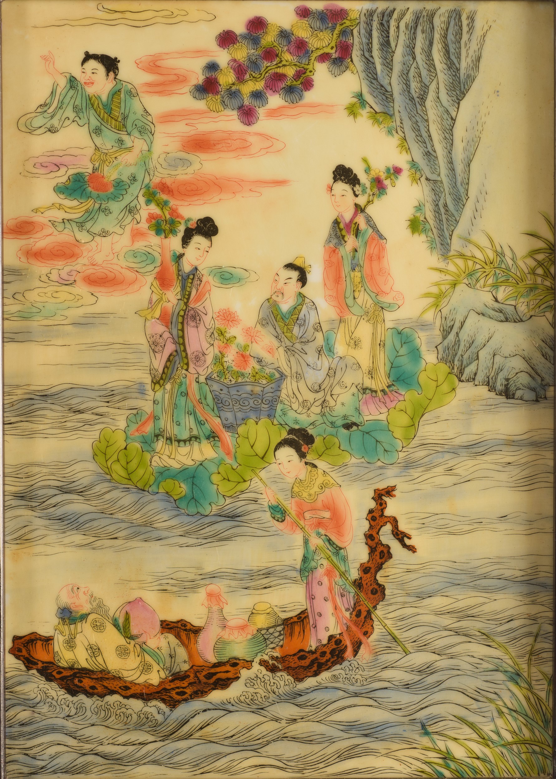 Coppia di placche in porcellana dipinta a mano, Cina, dinastia Qing (fine XIX–inizio XX secolo)