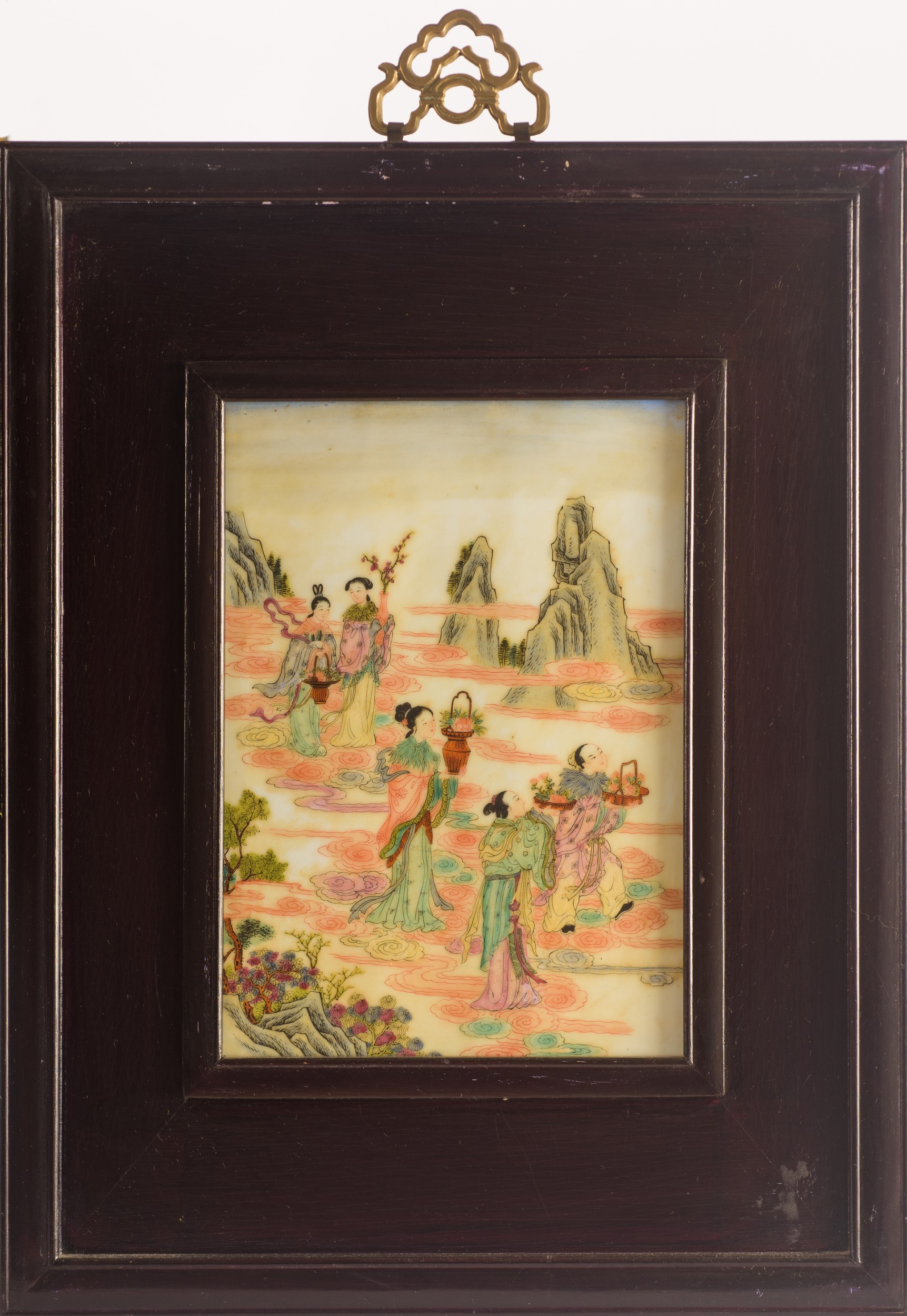 Coppia di placche in porcellana dipinta a mano, Cina, dinastia Qing (fine XIX–inizio XX secolo)