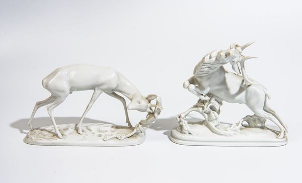 Due cervi in porcellana