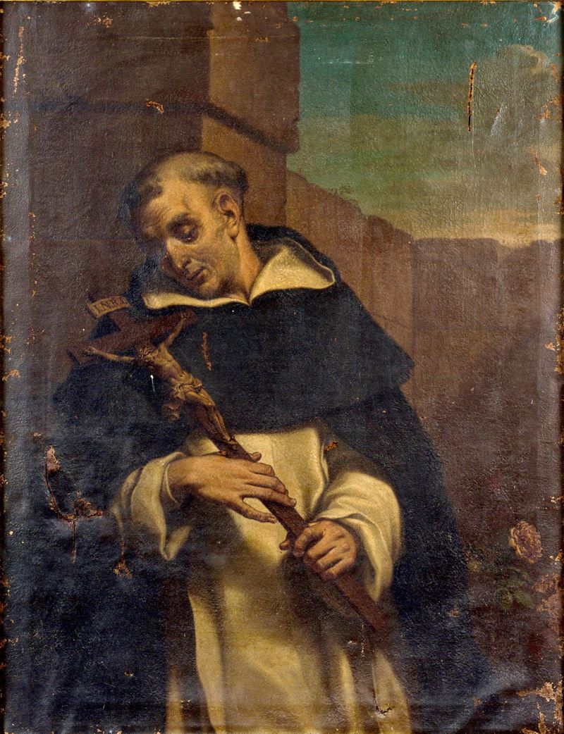 Santo domenicano in meditazione del crocifisso
