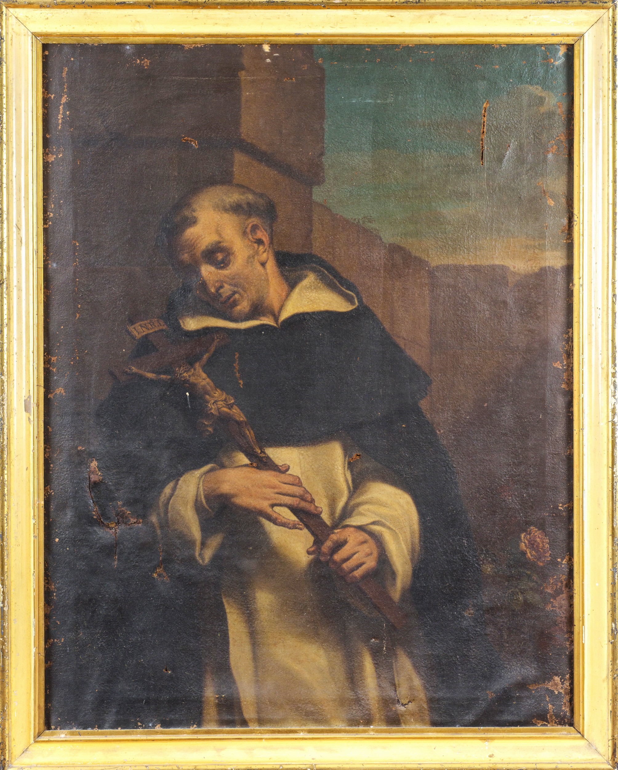 Santo domenicano in meditazione del crocifisso