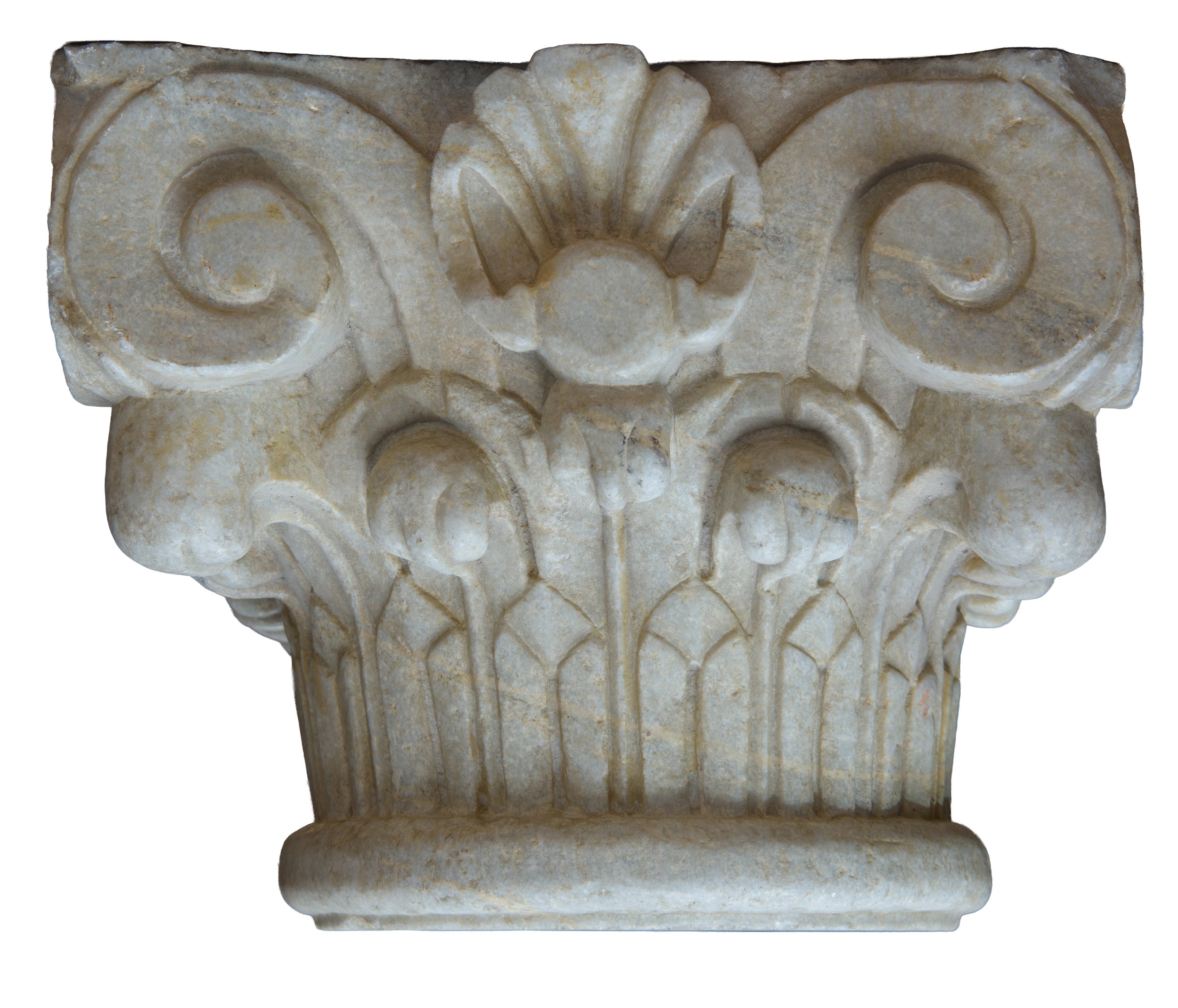 Italia, inizio XX secolo, Coppia di capitelli in stile corinzio in marmo bianco di Carrara