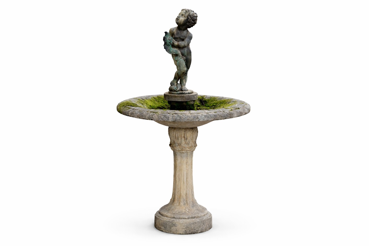 Fontana ornamentale, con putto e delfino, fine XVIII secolo