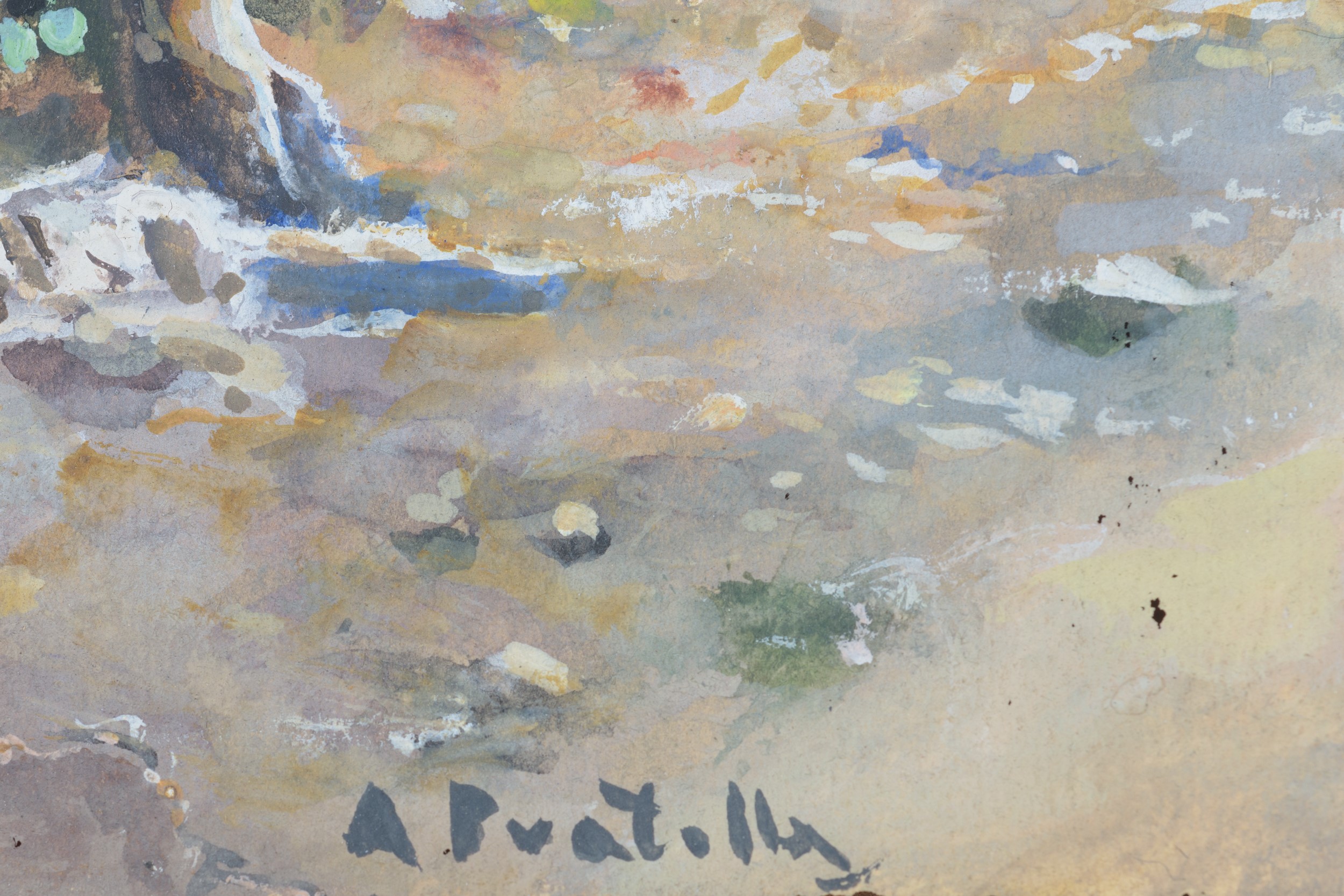Attilio Pratella - Veduta del Golfo di Napoli, tempera su carta