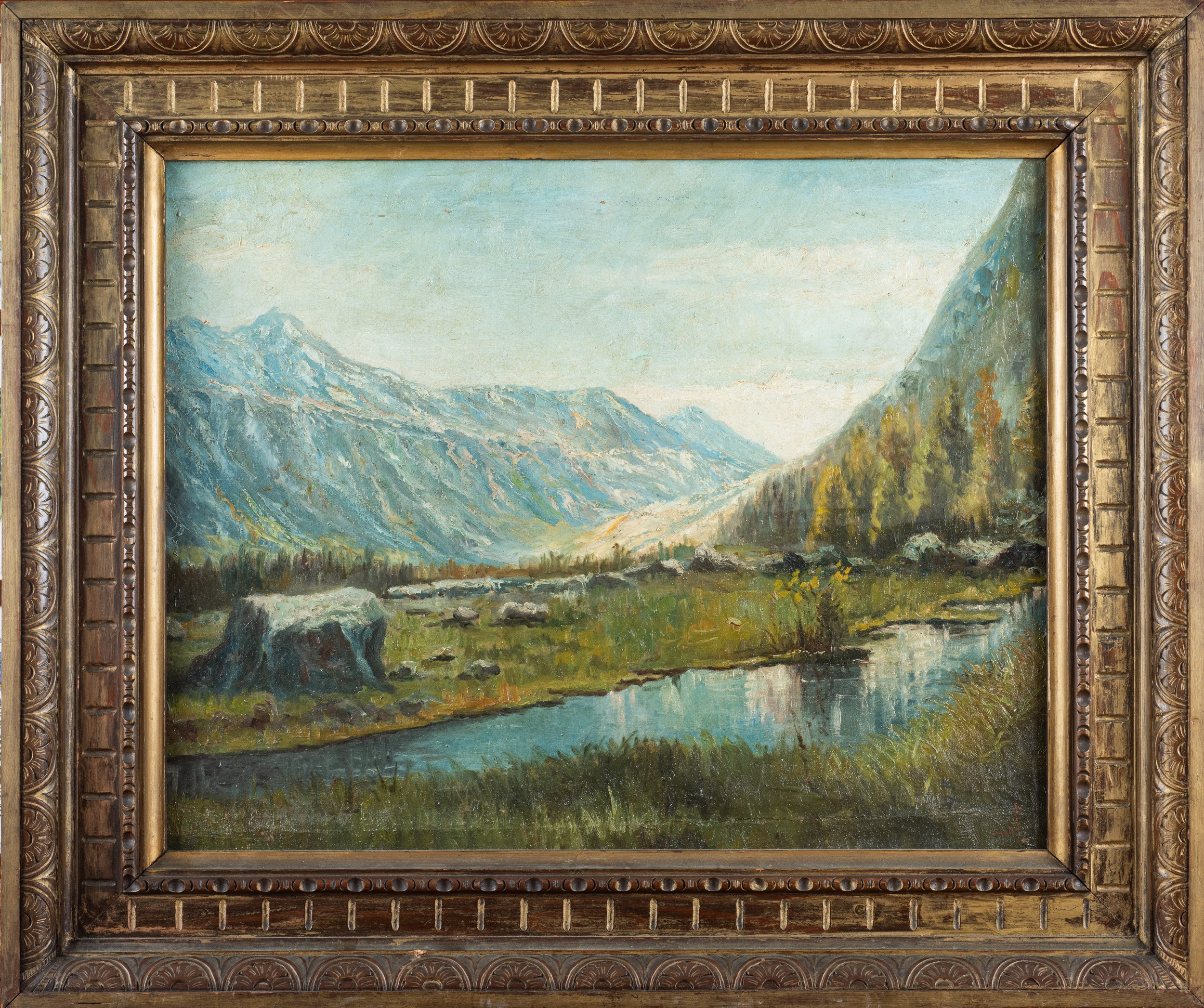 Pompilio Seveso - Paesaggio alpino, olio su tela